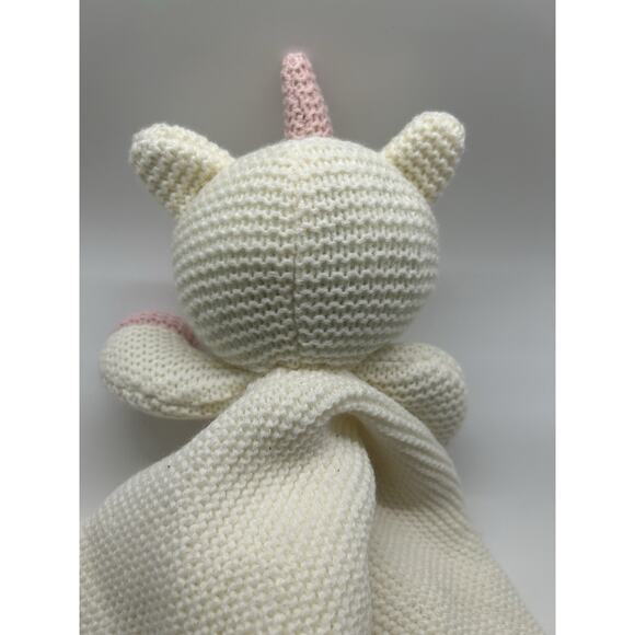 Modern Baby Knit Unicorn Security Blanket Cream & Pink - Picture 5 of 12